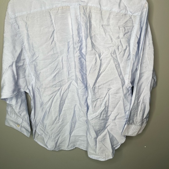 NWT LOFT Baby Blue Rayon Semi Sheer Button Down - Picture 7 of 10
